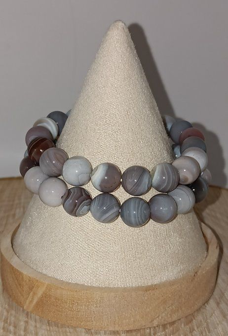 Bracelet boule Agate du Botswana AA