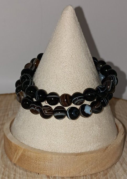 Bracelet boule 08mm agate oeil AAA