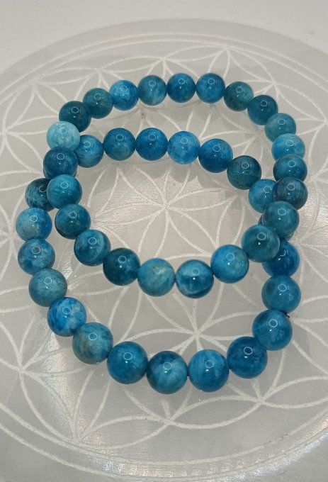 Bracelet boule 08mm apatite bleue AA