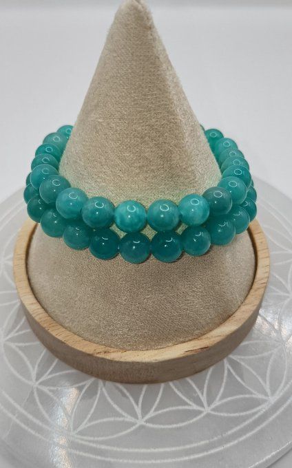 Bracelet boule 08mm apatite bleue AA