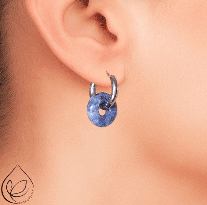 Boucle d'oreille Loa argentée sodalite AB (1 paire)