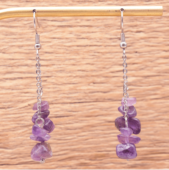 Boucle d'oreille baroque améthyste Brésil A