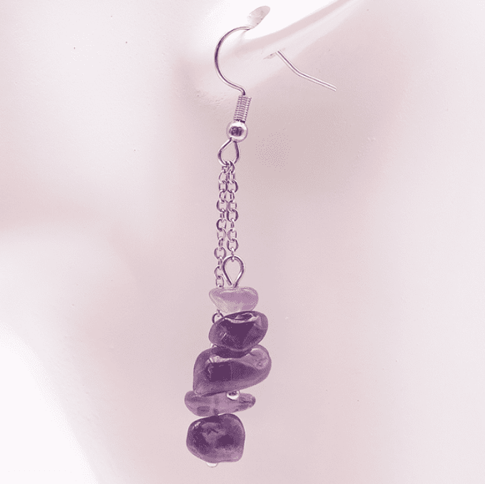 Boucle d'oreille baroque améthyste Brésil A