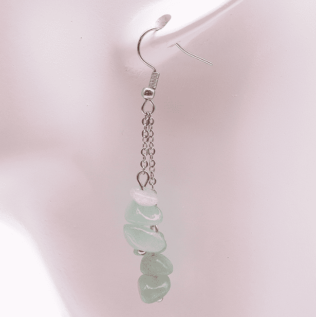 Boucle d'oreille  baroque aventurine verte A