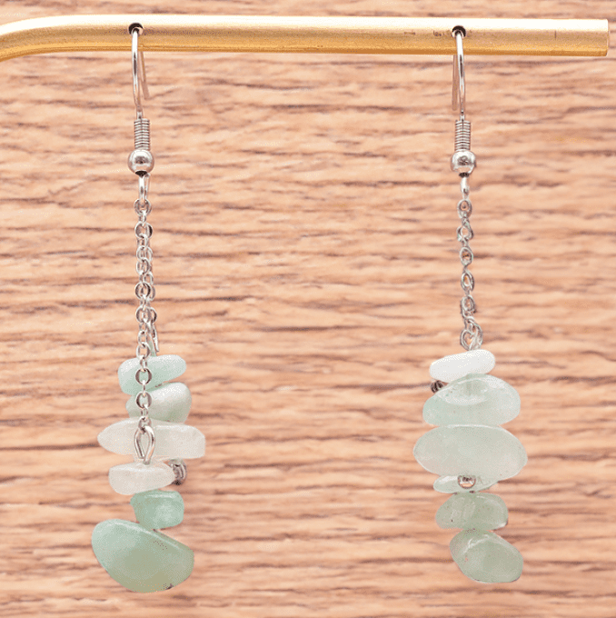 Boucle d'oreille  baroque aventurine verte A