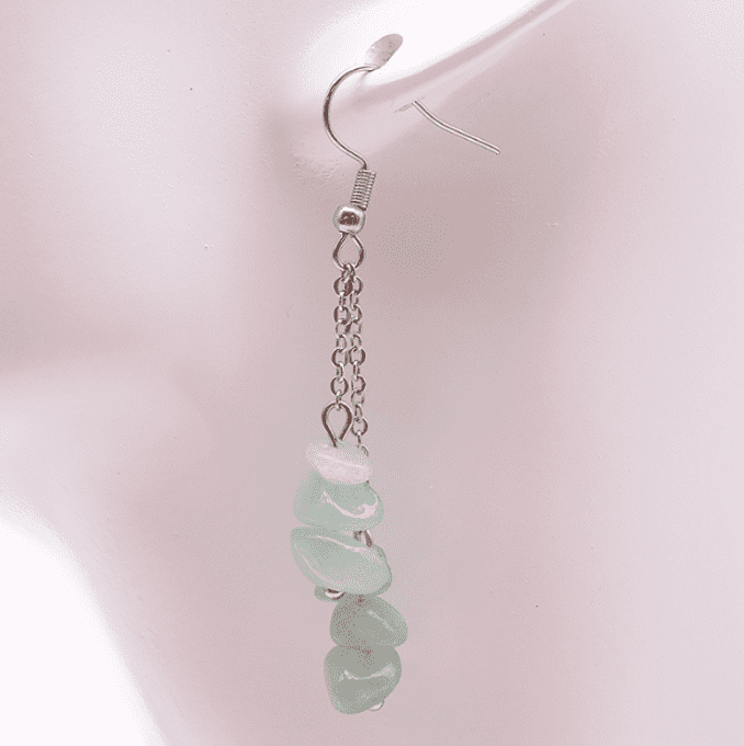 Boucle d'oreille  baroque aventurine verte A