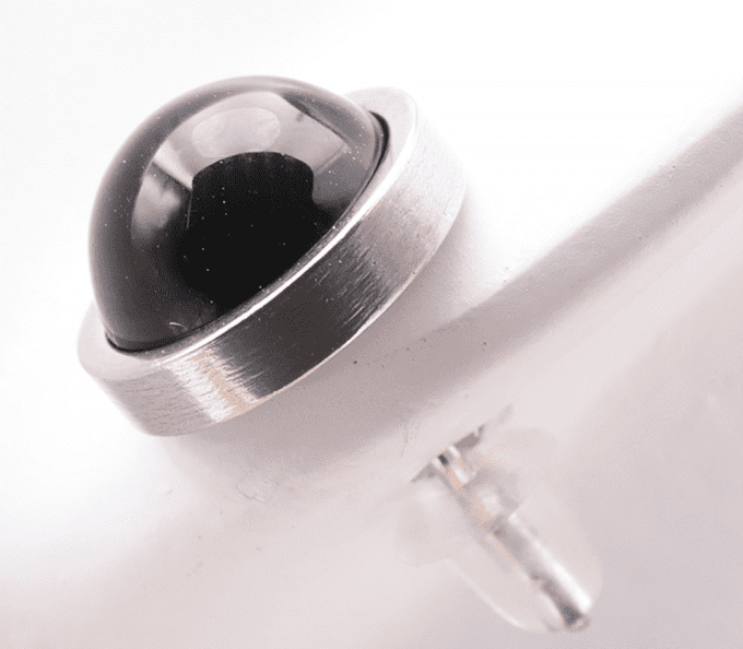 Boucle d'oreille  serti 10mm obsidienne noire A