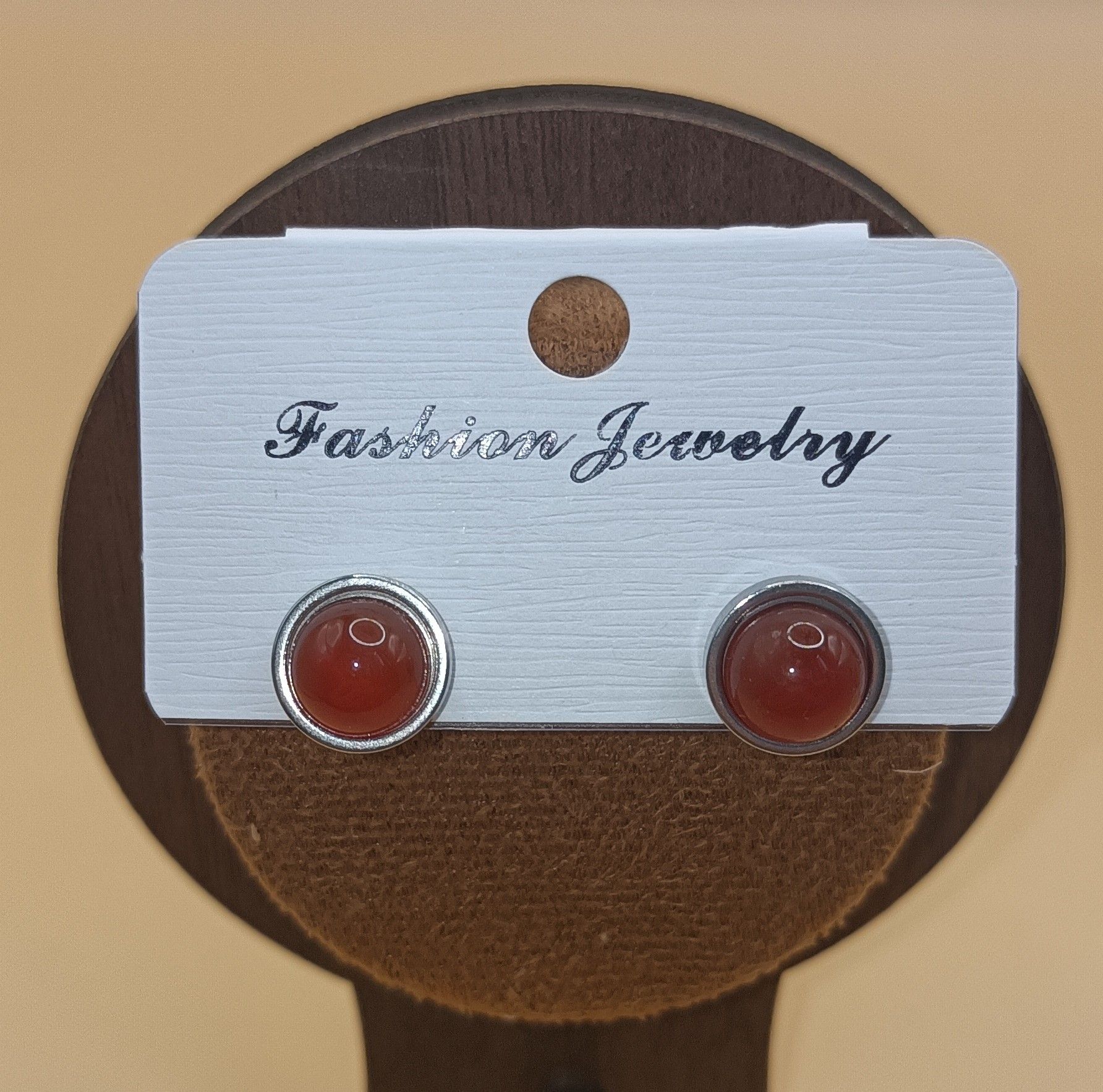 Boucle d'oreille serti 10mm cornaline A