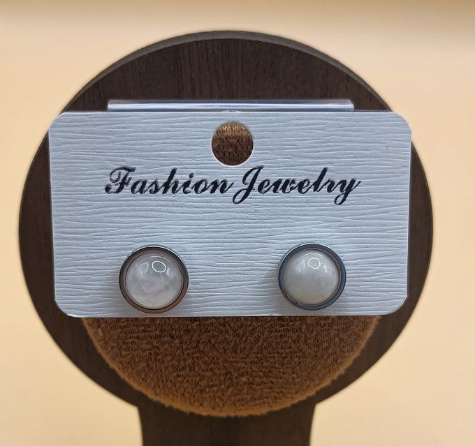 Boucle d'oreille serti 10mm quartz rose du brésil A