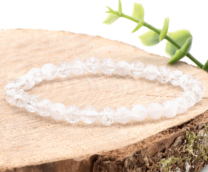 Bracelet boule  cristal de roche crack A