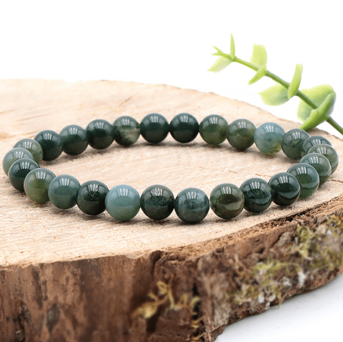 Bracelet boule agate mousse A