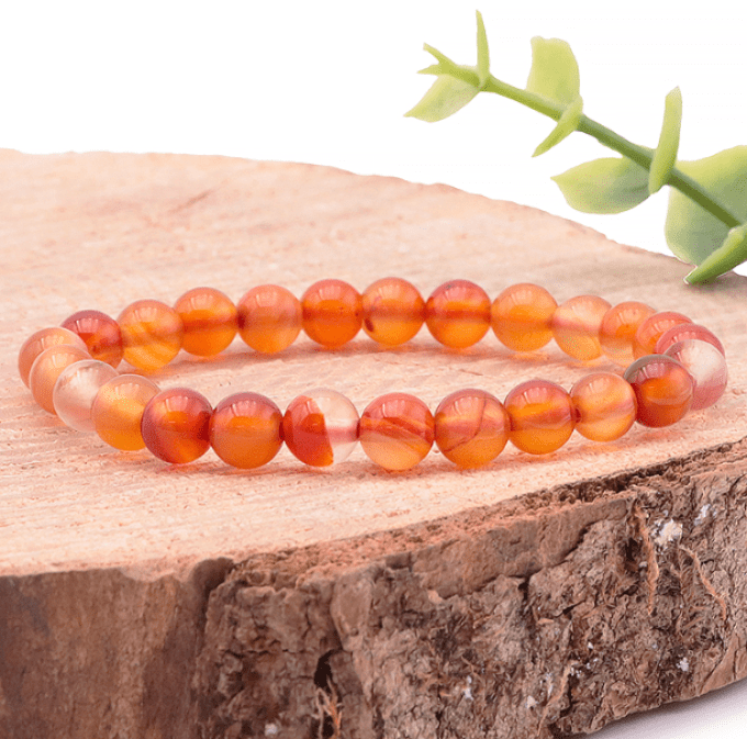 Bracelet boule 08mm cornaline A (taille 2)