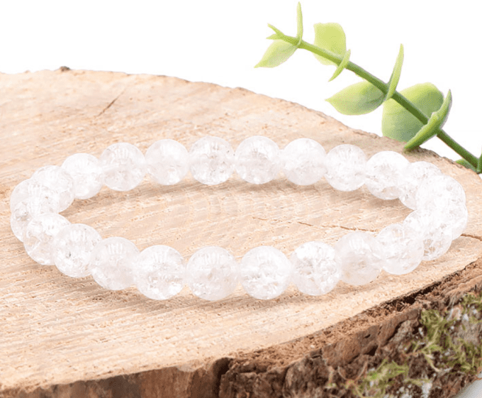 Bracelet boule  cristal de roche crack A