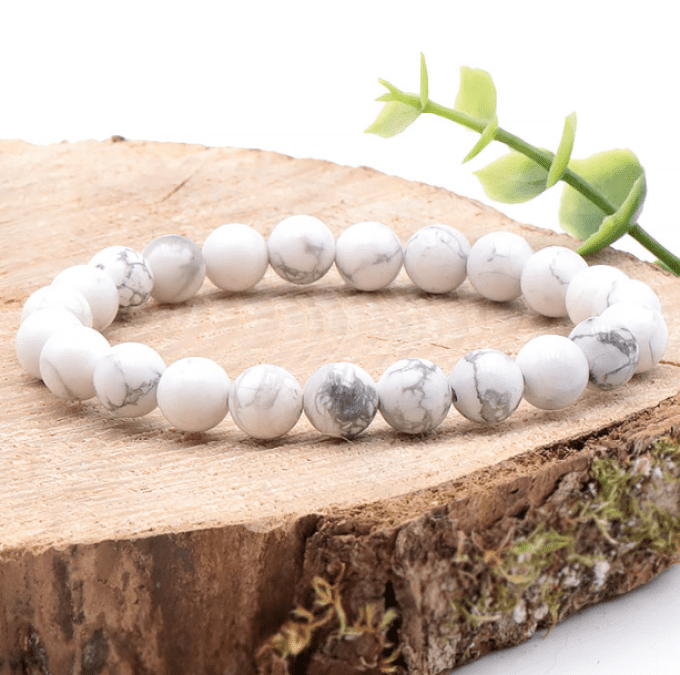 Bracelet boule 08mm howlite blanche A