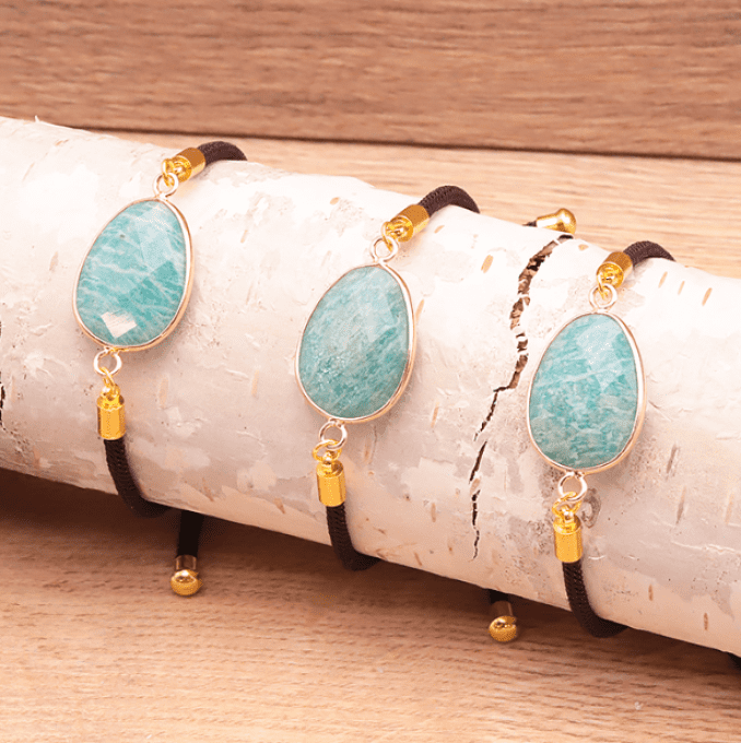 Bracelet cordon réglable amazonite Pérou A