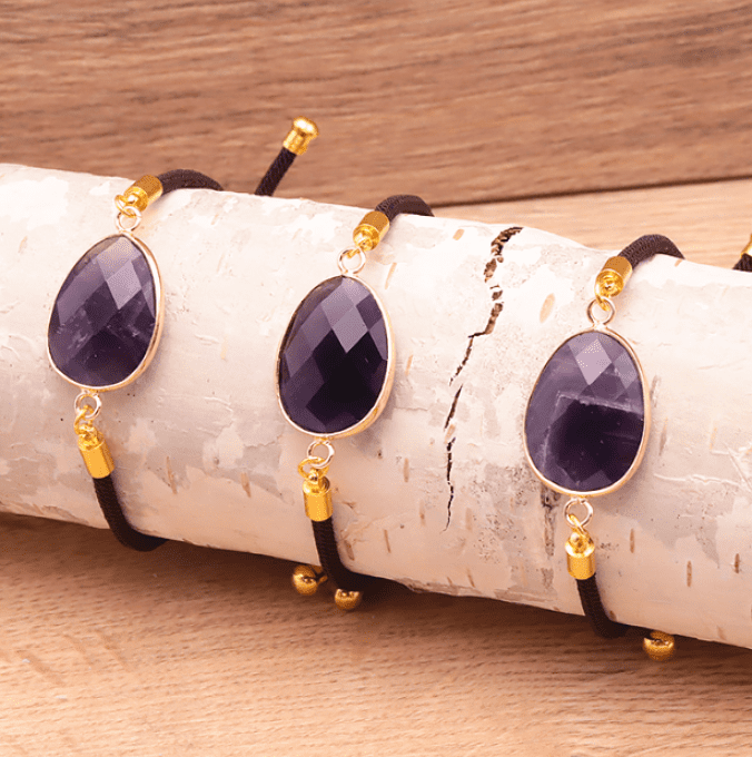 Bracelet cordon réglable améthyste Brésil A