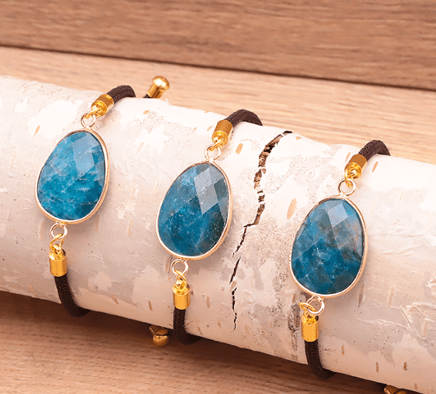 Bracelet cordon réglable apatite bleue A