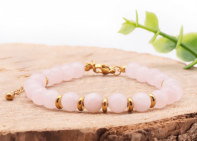 Bracelet Eira doré quartz rose chauffé A