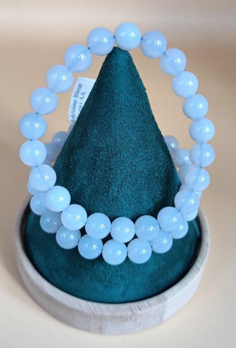 Bracelet en calcédoine bleue Malawi AA