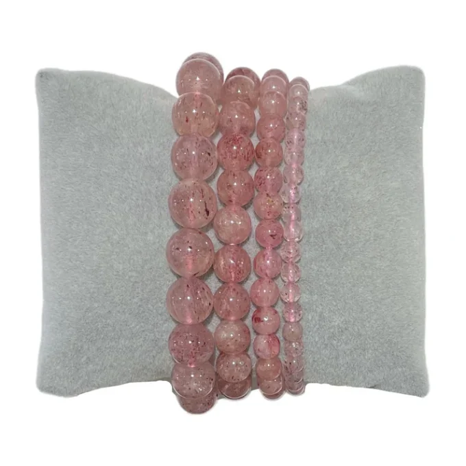 Bracelet boules Quartz Fraise AA