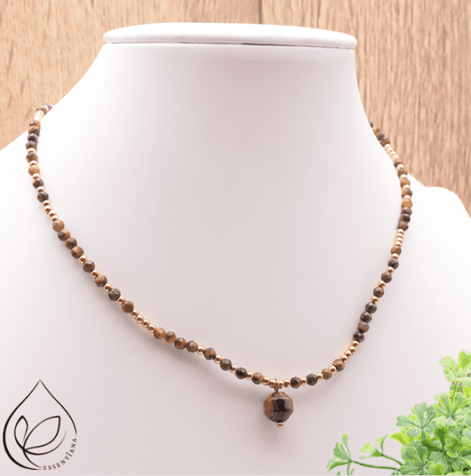 Collier Auréla doré oeil de tigre A