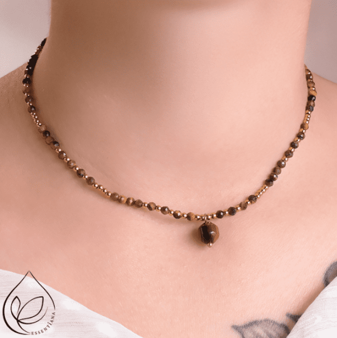 Collier Auréla doré oeil de tigre A