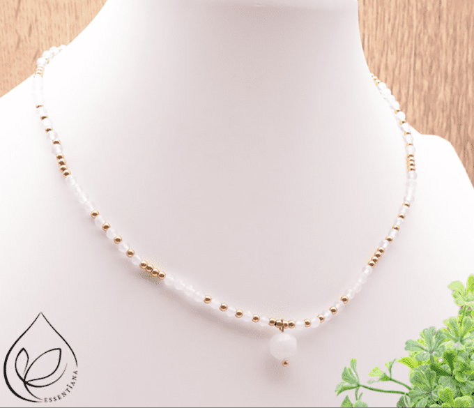 Collier Auréla doré quartz rose A