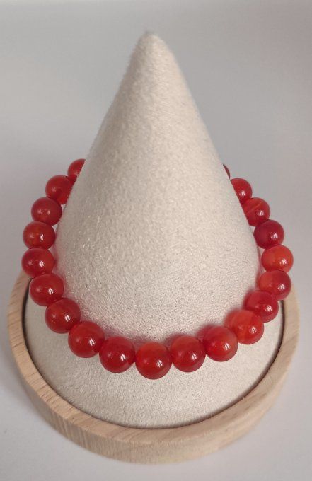 Bracelet boule en cornaline rouge A