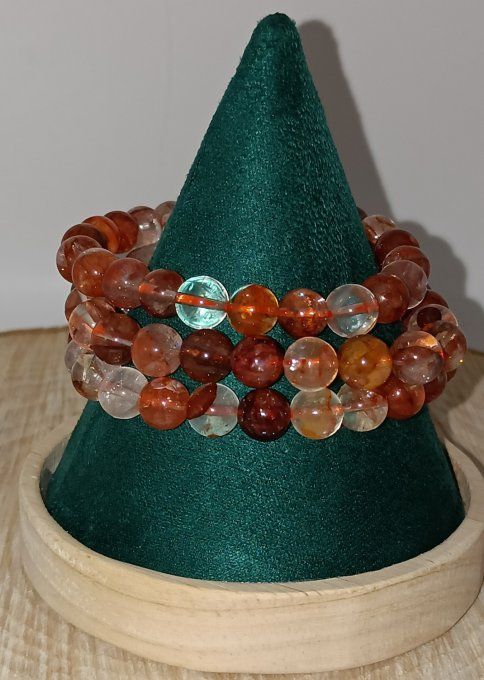 Bracelet boule 08mm cristal rutile d'Himalaya AA