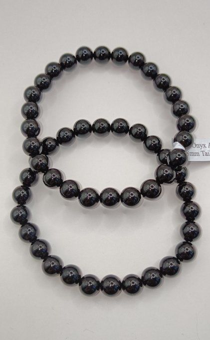 Bracelet boule 08mm onyx A (taille 2)