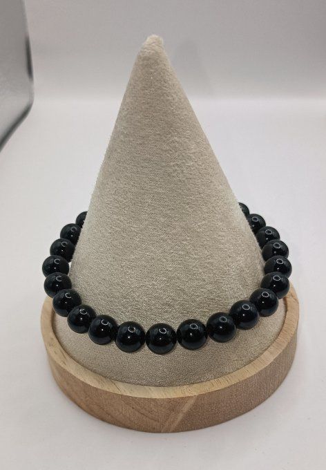 Bracelet boule 08mm tourmaline noire A (taille 2)